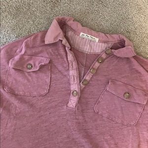Free People Rugged Pink Collared Shirt